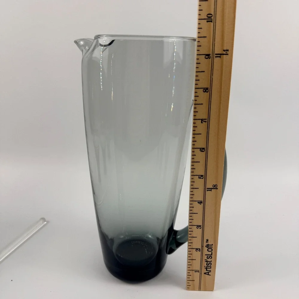 Morgantown Normandie Smoke Glass Cocktail Pitcher 6 Martini Glasses Set